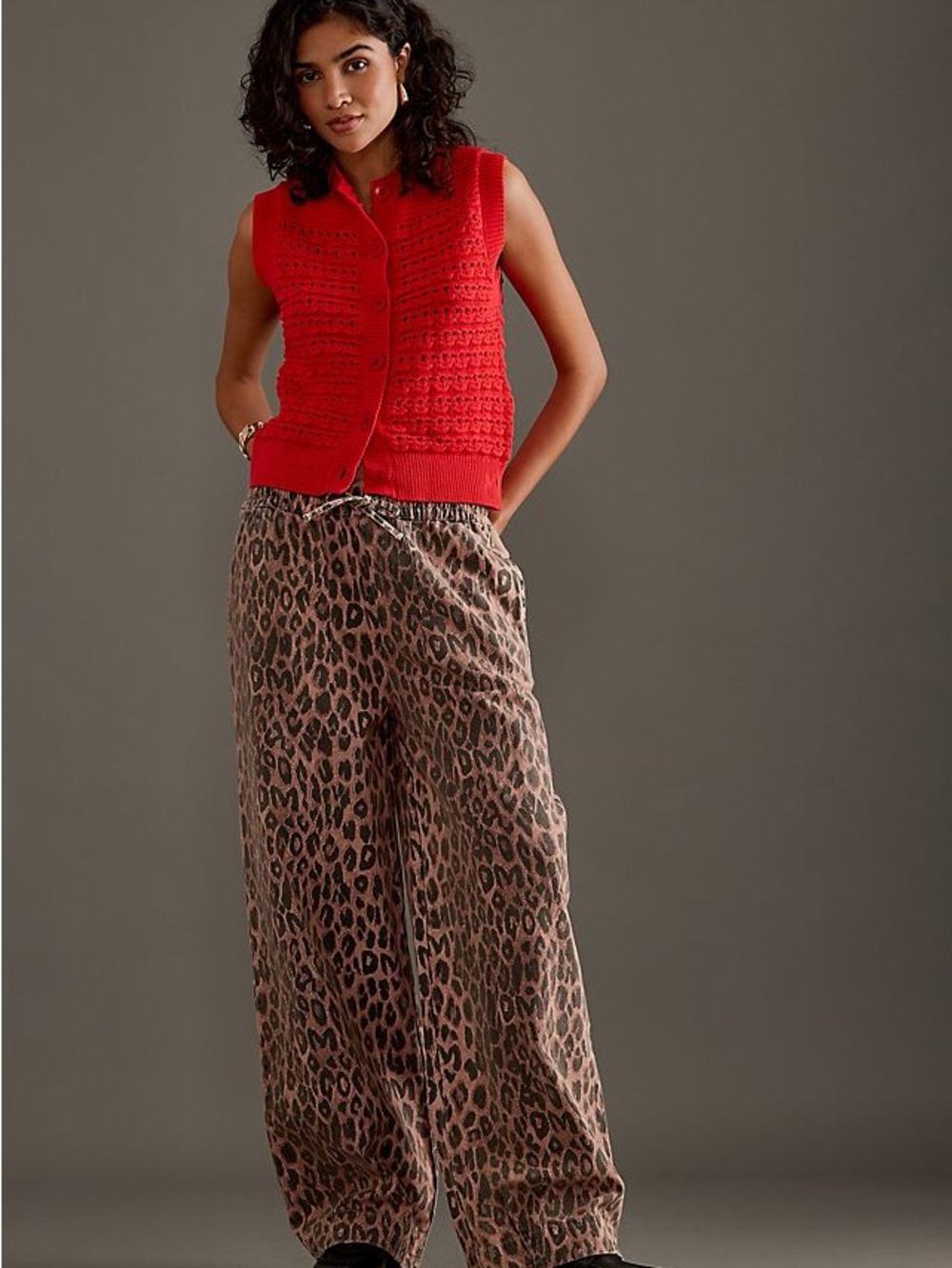 Damson Madder Rafe Leopard Print Trousers | Size 8